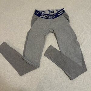 Gymshark Gray Leggings with Blue Waistband